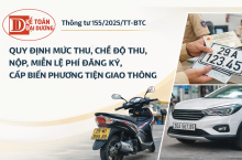 Quy định mức thu, miễn lệ phí đăng ký, cấp biển phương tiện giao thông: Theo thông tư số 155/2025/TT-BTC