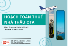 Hoạch toán thuế nhà thầu OTA theo Thông tư 99 từ 01/01/2026